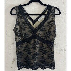 Worthington Black Overlace Babydoll Womens Size M Top Whimsigoth Fairygrunge